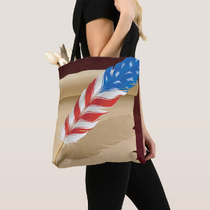 Tote Bag Écriture patriotique plume sur papier antique