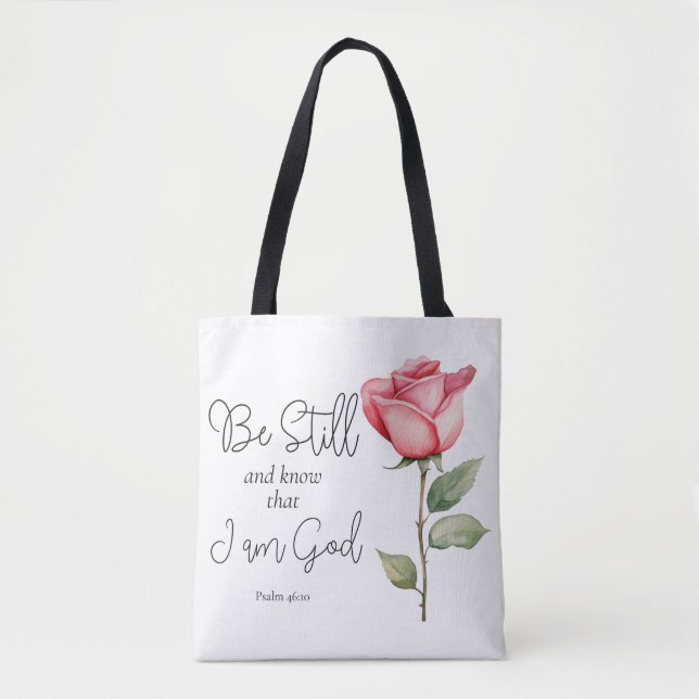 Tote Bag Écriture Soyez toujours et Sachez que je suis Dieu (Devant)