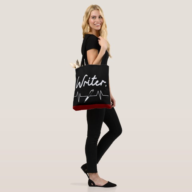 Tote Bag Écrivain Heartbeat (Sur le modèle)
