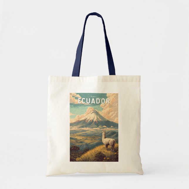 Tote Bag Ecuador Illustration Travel Art Vintage (Devant)