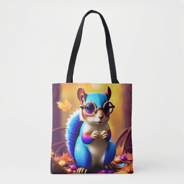 Tote Bag Écureuil bleu mignon avec lunettes (Devant)