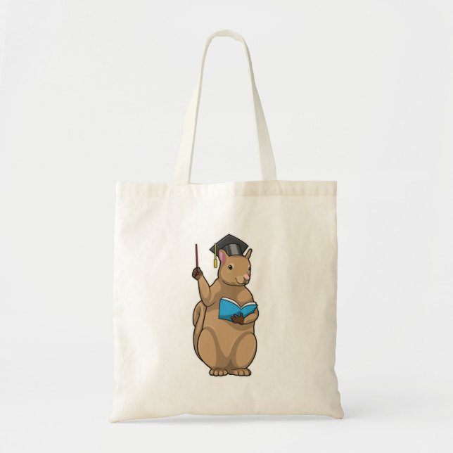 Tote Bag Écureuil comme enseignant avec livre (Devant)