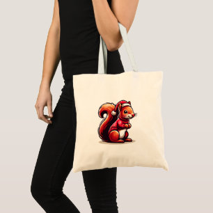 Tote Bag Écureuil de Noël avec chapeau de Noël, écureuil de