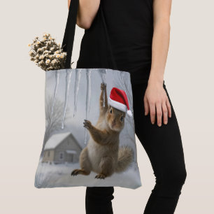 Tote Bag Écureuil de Noël suspendu à un glaçon