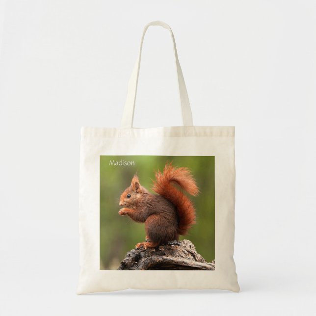 Tote Bag Écureuil de nom personnalisé (Devant)