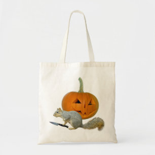 Tote Bag Écureuil découpant le citrouille