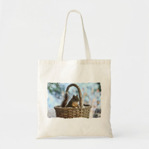 Tote Bag Écureuil mignon dans un panier en hiver