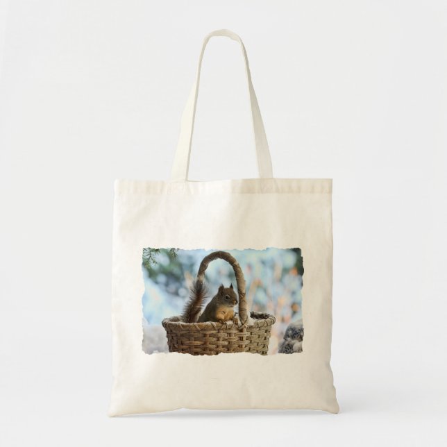 Tote Bag Écureuil mignon dans un panier en hiver (Devant)