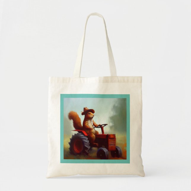 Tote Bag Écureuil sur un tracteur (Devant)