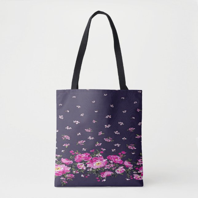 Tote Bag Edgy Elegance avec Floral Black Fourre-tout (Devant)