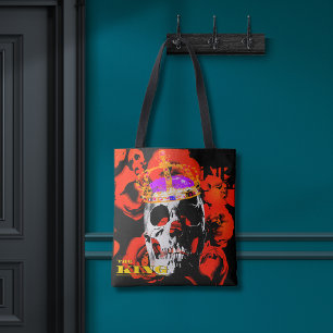 Tote Bag Edgy King Skull Crown n'Rose