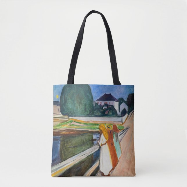 Tote Bag Edvard Munch - La nuit blanche des filles sur le p (Devant)