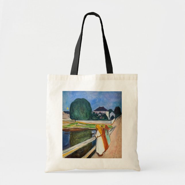Tote Bag Edvard Munch - La nuit blanche des filles sur le p (Devant)