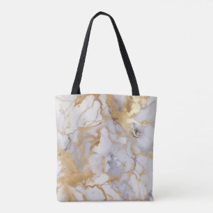 Tote Bag Effet de marbre blanc et or sophistiqué
