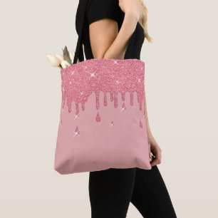 Tote Bag Effet Parties scintillant rose et étincelles