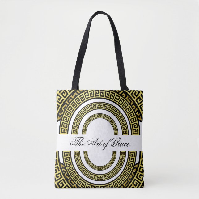 Tote Bag Effet Shimmery Golden Foil Grec Meander Infinity (Devant)