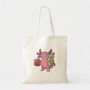 Tote Bag Éffrayant Axolotl Holding Matcha et traiter Hallow