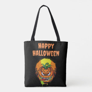Tote Bag Éffrayant Citrouille Face Happy Hallowen