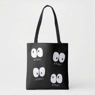 Tote Bag Éffrayant Googly Oeil Moderne Monogramme Personnal