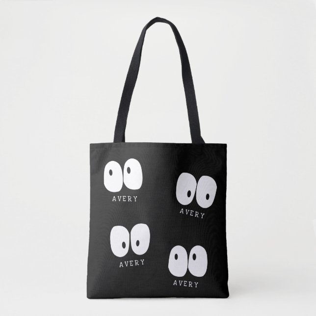 Tote Bag Éffrayant Googly Oeil Moderne Monogramme Personnal (Devant)