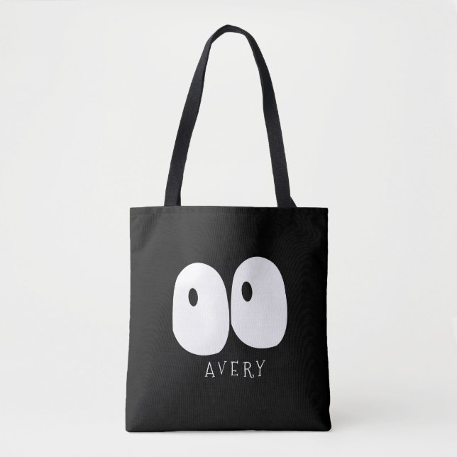 Tote Bag Éffrayant Googly Oeil Moderne Monogramme Personnal (Devant)