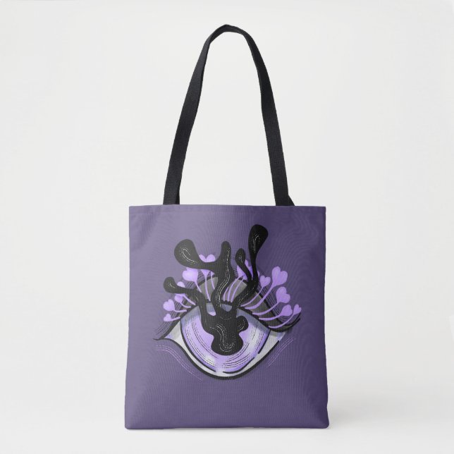 Tote Bag Éffrayant Gothique Violet Oeil Halloween Art (Devant)