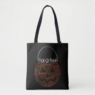 Tote Bag Éffrayant Halloween Citrouille Typographie Orange 