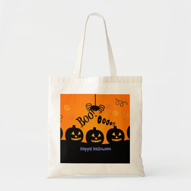 Tote Bag Éffrayant Halloween Citrouilles Jack-o-Lanterns (Devant)