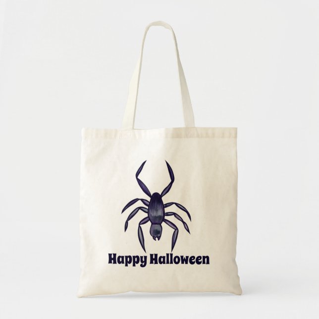 Tote Bag Éffrayant Halloween violet Spider Art (Devant)