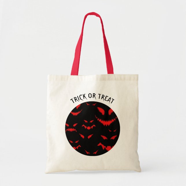 Tote Bag Éffrayant Mal Red Faces Trick ou Treat Halloween (Devant)