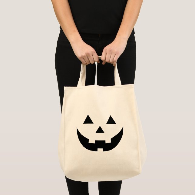 Tote Bag Éffrayant noir Jack-o'-lantern visage Halloween bo (Devant (produit))