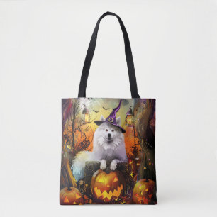 Tote Bag Éffrayant Samoyed Chien Halloween sorcière et Citr
