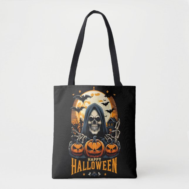 Tote Bag Éffrayante faucheuse Jack O' Lanterns Bats Hallowe (Devant)