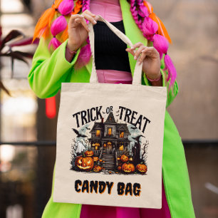 Tote Bag Éffrayante nuit d'Halloween avec fantômes et citro
