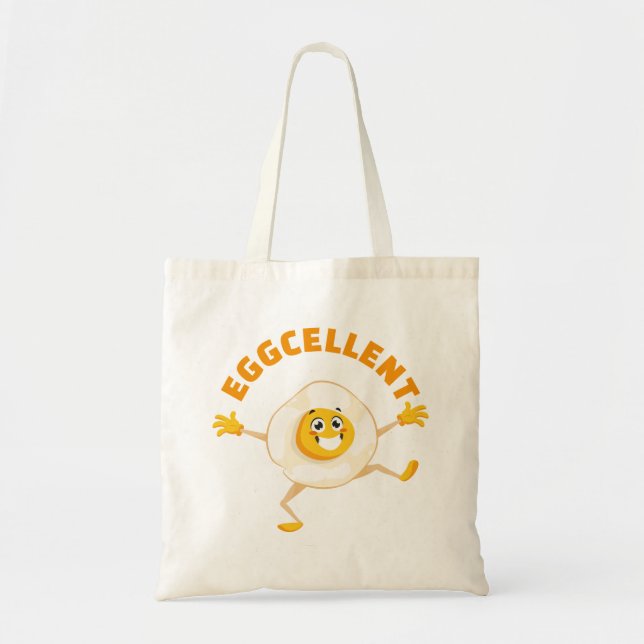 Tote Bag Eggcellent Excellent Cute Egg Food pun Enseignant (Devant)