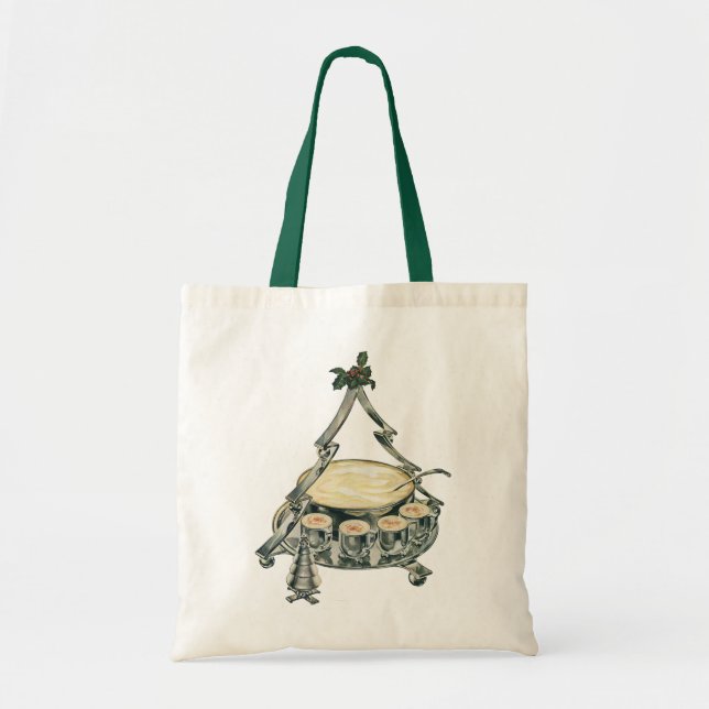 Tote Bag Eggnog dans un bol de punch de sapin de Noël vinta (Devant)