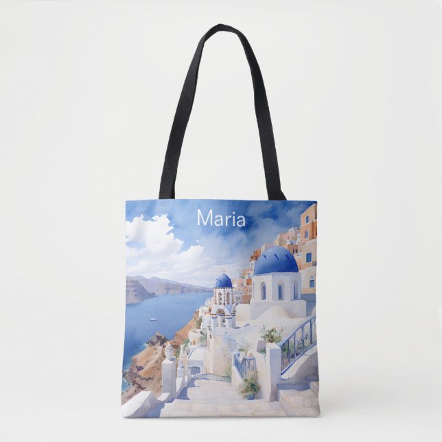 Tote Bag Eglise orthodoxe l Méditerranée l Personnaliser (Devant)