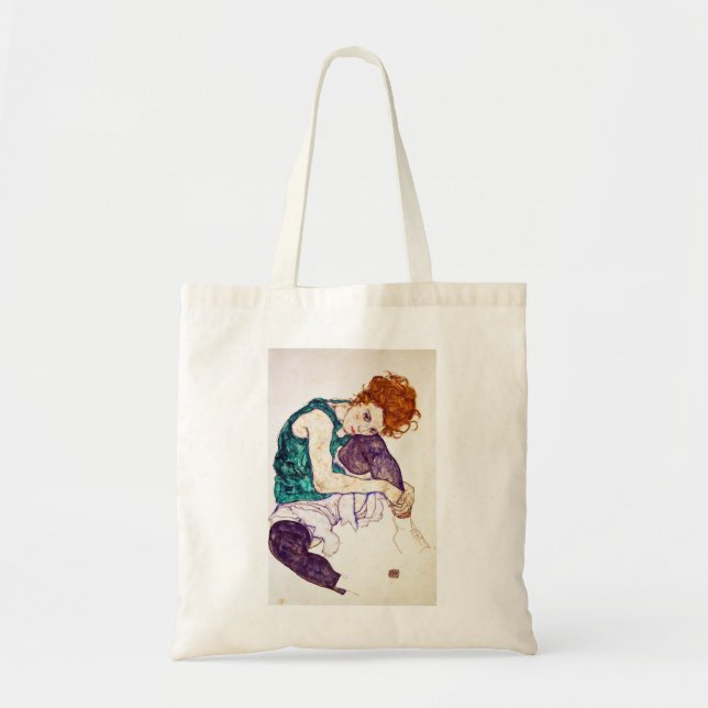 Tote Bag Egon Schiele Femme assise avec les jambes dressées (Devant)