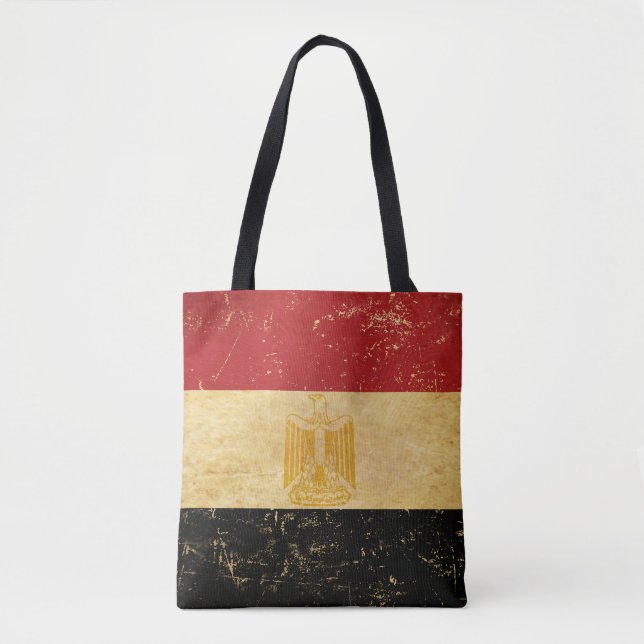 Tote Bag Égypte Drapeau Vintage Grunge Design (Devant)