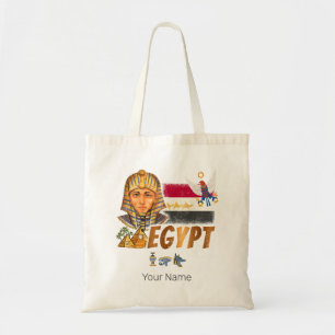 Tote Bag Égypte Vintage Pharaon Drapeau Et Pyramides Souven