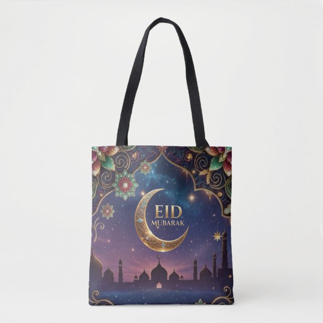 Tote Bag Eid al fitr Islamic celebration Gold And navy (Devant)
