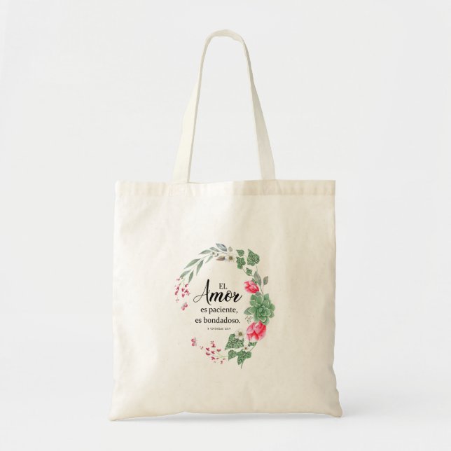 Tote Bag El amor es paciente, es bondadoso 1corintios (Devant)