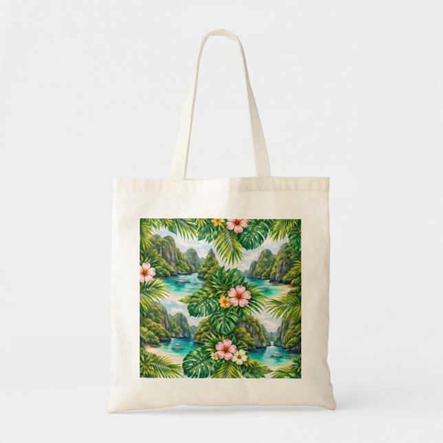 Tote Bag El Nido Lagune Tropicale Florale (Devant)