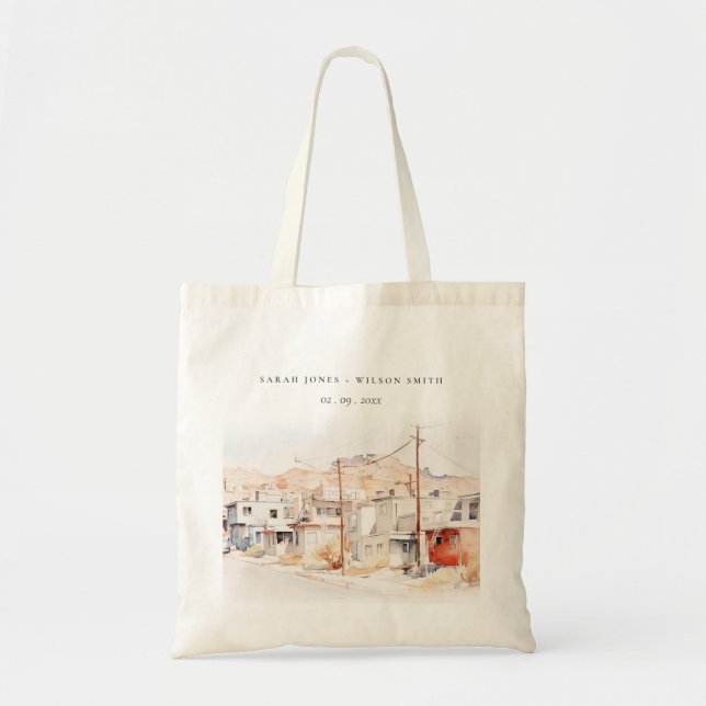 Tote Bag El Paso Texas City Scape Watercolor Mariage (Devant)