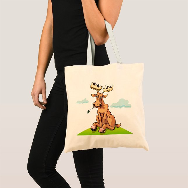 Tote Bag Élan de dessin animé mangeant de l'herbe (Créateur téléchargé)