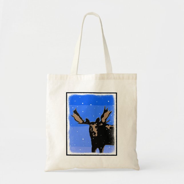 Tote Bag Élan en hiver - Art original de la faune (Devant)