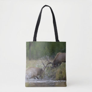 Tote Bag Élan mâles se battant, Parc national de Yellowston