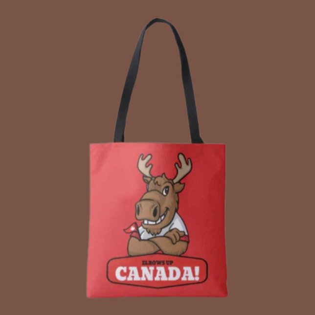 Tote Bag Elbows Up Canada! Drôle de garde d'orignaux (Créateur téléchargé)