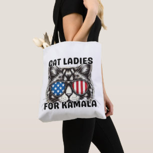 Tote Bag Élection 2024 Chat Ladies pour Kamala politique dr