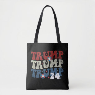 Tote Bag Élection Trump Rétro Groovy Fleur 24 2024